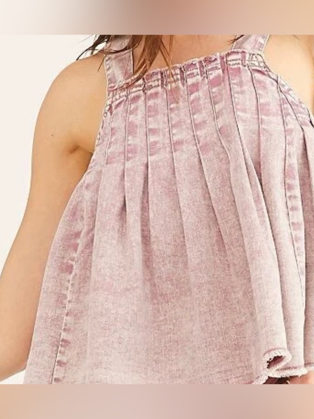 🪷NWT FREE PEOPLE Marina Pleated Denim top. Color: washed pink